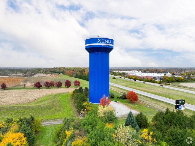 The Xenia Watertower is a local landmark, welcoming residents and visitors alike.