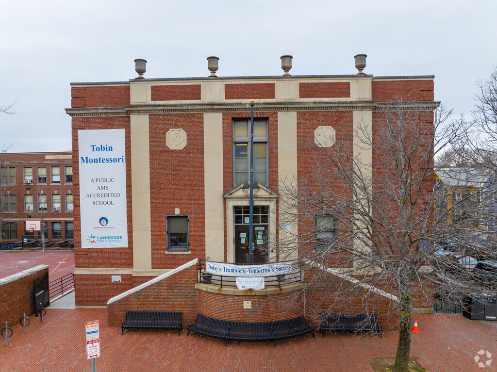 This is the main entrance to Tobin Montessori in Mid-Cambridge.