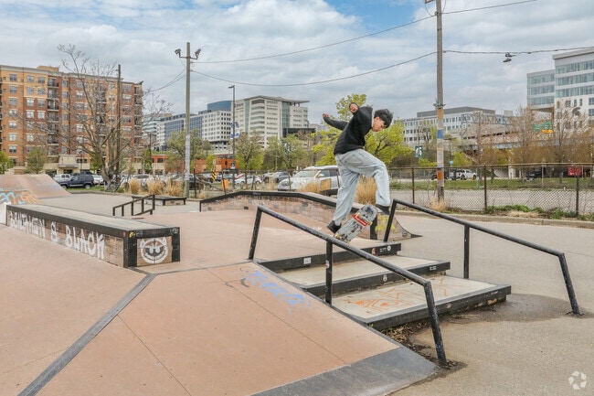 555 Monroe skate park has a scenic view of the Grand River in Belknap Lookout.