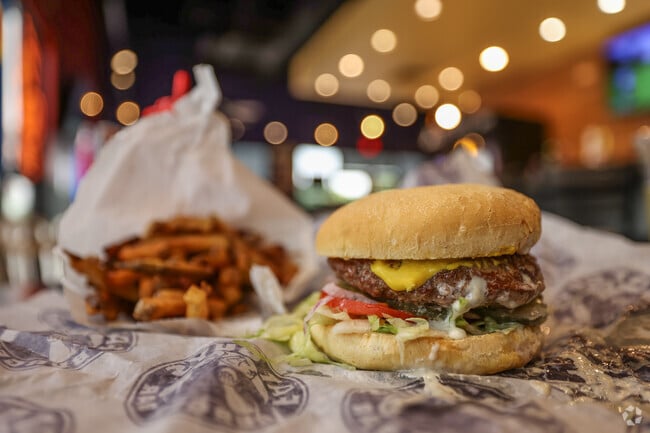 Order a Fat and Juicy at Fat Guys in Sheridan Valley, two patties stuffed with blue cheese.