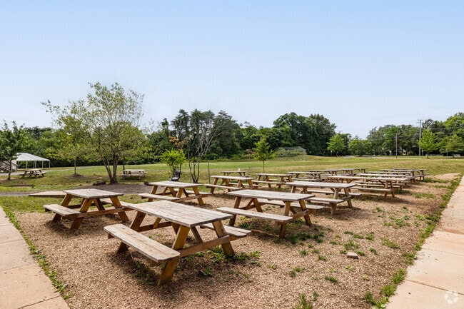 Navy Elementary has lots of outdoor seating for students and staff.