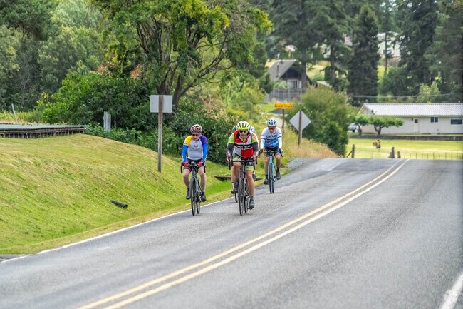 Bay View locals enjoy a group bike ride in the early morning.