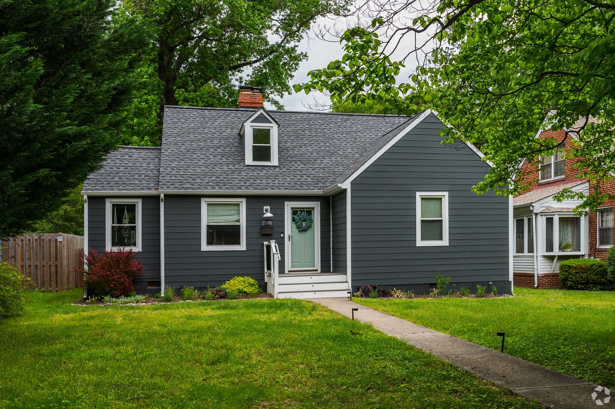 Small front yards give Northrop homes privacy from the street.
