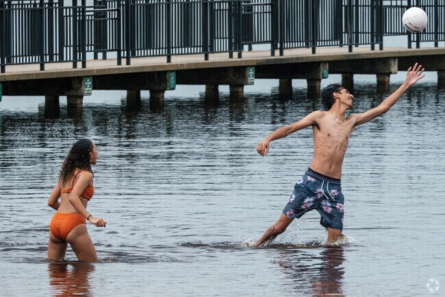 Clermont teens love playing water volleyball at Waterfront Park.