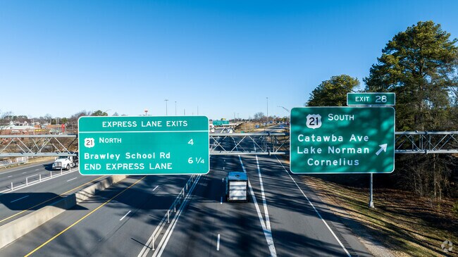 Cornelius has easy access to I-77 from exit 28. Locals refer to Cornelius as 