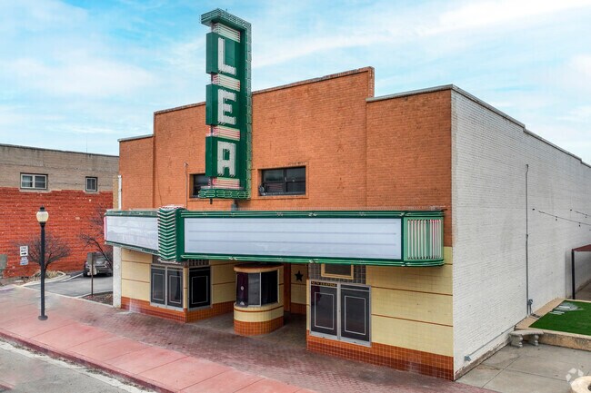 The Lea Theatre in downtown Lovington is listed on the National Register of Historic Places, shows first-run movies.