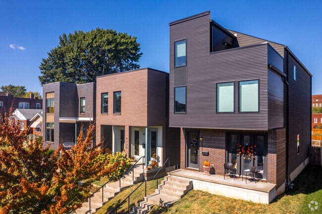 Modern home design emphasizes clean lines and geometric shapes in Botanical Heights.