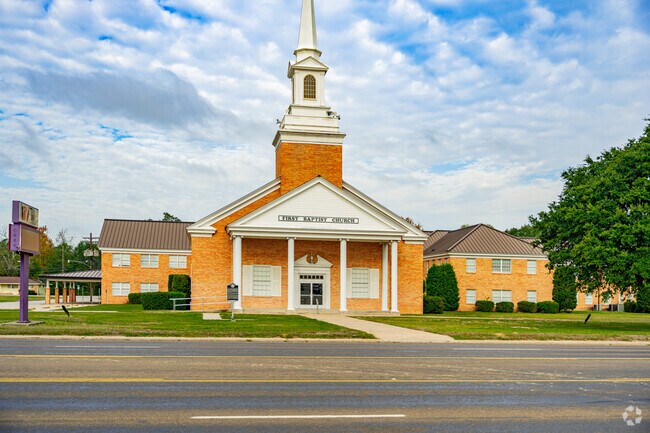 The First Baptist Church in Silsbee lies on the main through way on Business 96.