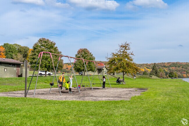 Kids enjoy the playground at Moraine State Park just outside of Franklin Township.