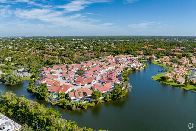 Aerial overview of smaller gated communities in the Villas area.