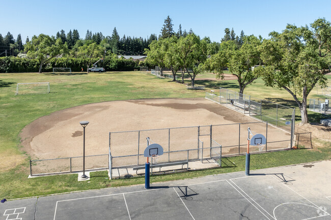 There is a baseball field at Malloch Elementary School in Fresno.