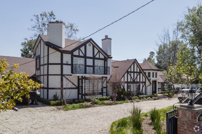 Tudor-style home located in a residential area of Tarzana.