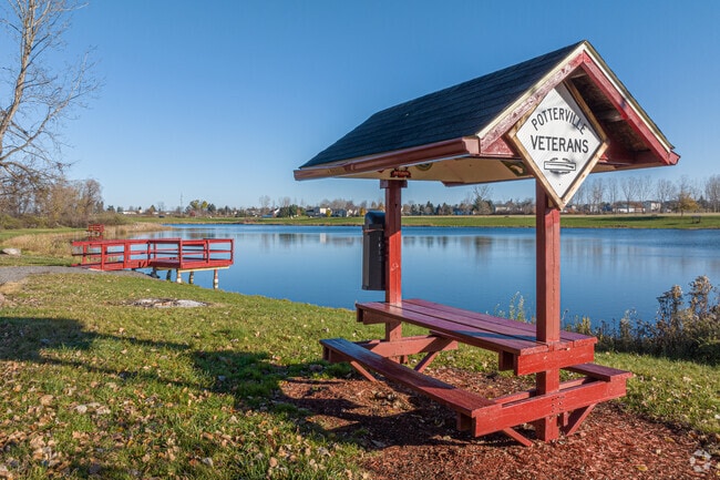 Fishing lake at Alliance Lake Softball Park in Potterville, Michigan.