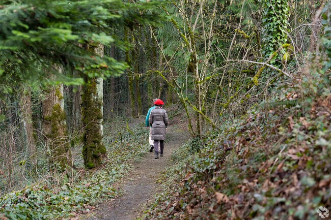 Enjoy a nature walk through the wooded trails at George Himes City Park in Hillsdale Portland.