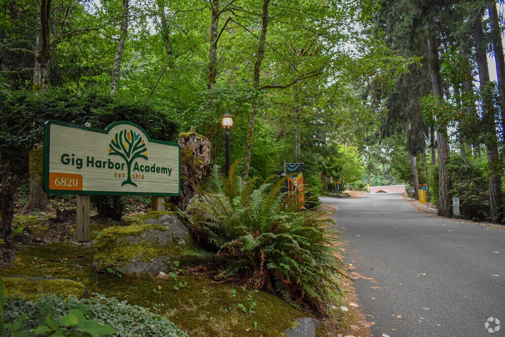 Gig Harbor Academy entrance sign in the Artondale neighborhood.