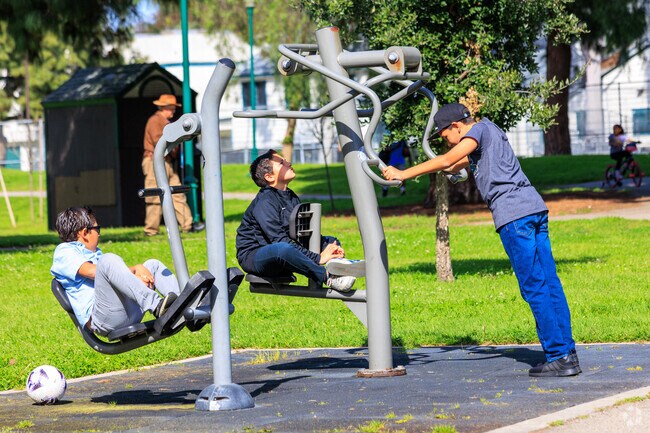 Banning Recreation Center in Wilmington features an outdoor gym and a playground for children.