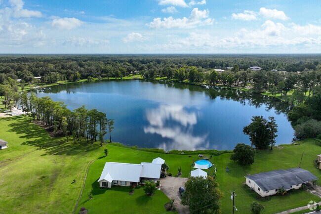Lake Alice reflects the sky in the heart of Wewahitchka, Florida.
