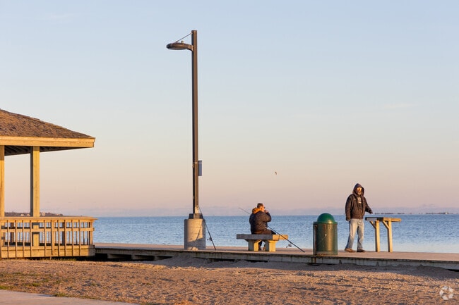 Cast a line off the dock into the Great South Bay in West Islip.