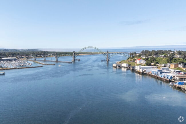 Yaquina Bay has a beautiful bridge and a Marina filled with fishermen.