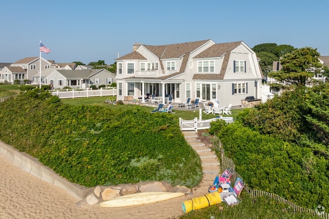 A beautiful home in Popponesset offers easy beach access and an amazing view.