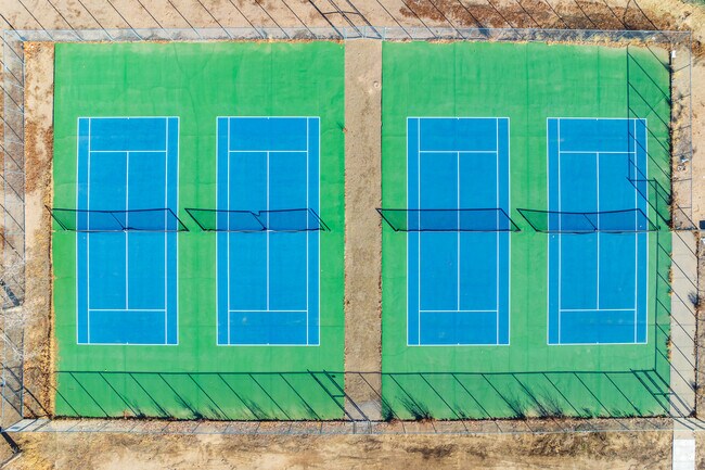 A bird's eye view of the tennis courts found at Washington Middle School.