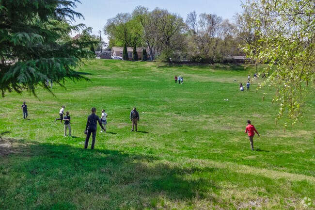 The athletic field behind Carmody Hills Elementary School hosts frequent play.