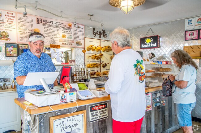 Belle's bagels is the number one stop for your breakfast & is just a minute from Causeway Isles.