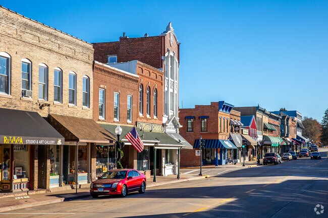 Geneseo's charming downtown is full of historic buildings with shops and restaurants.