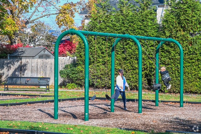 Swing for the skies on the swingset at 
Emil Gerngras Park in Farmingdale.