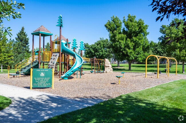 Zang Spur Park in Lac Amora has a playground for families to enjoy.