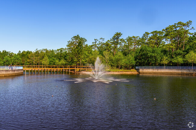 A fountain and lush landscape enhance Bithlo Community Park's charm.