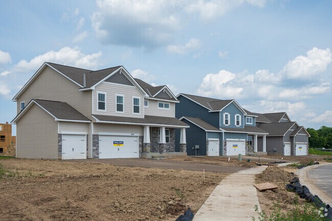A group of newly constructed homes in The Springview Meadows housing development in Prior Lake.
