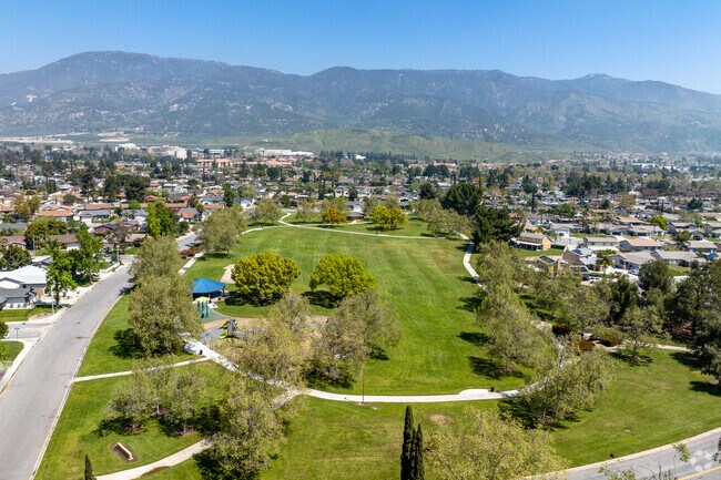 Some Hudson Park homes include private pools and outdoor patios.