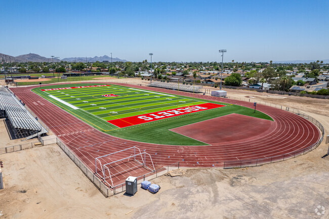 The football field at Moon Valley High School sets the stage for spirited games in Phoenix.