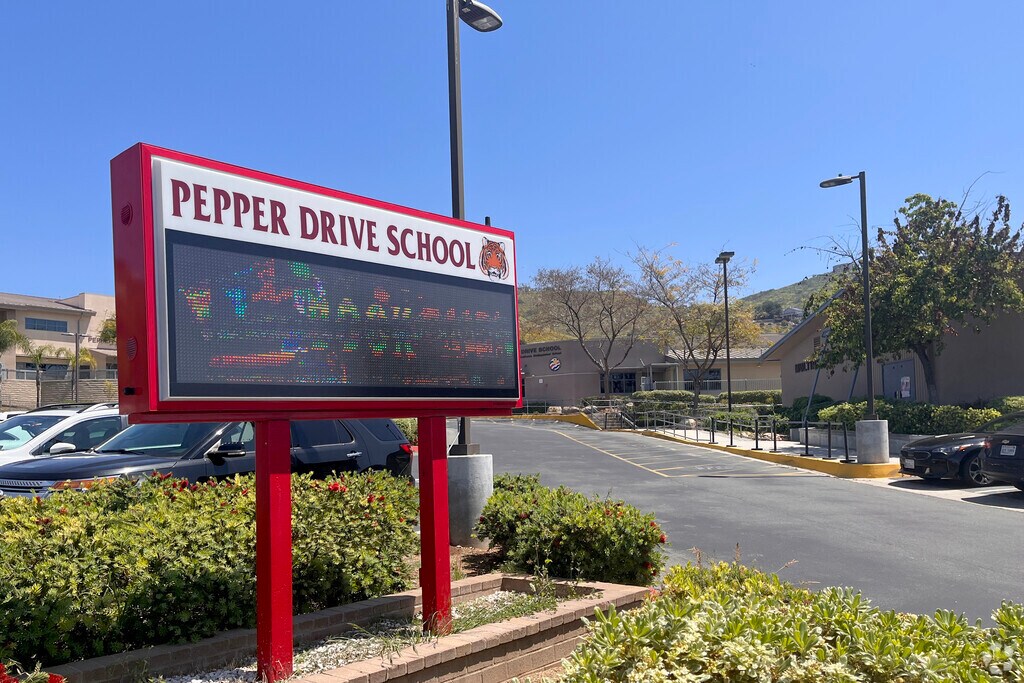 Sign of Pepper Drive Elementary School in Bostonia Neighborhood