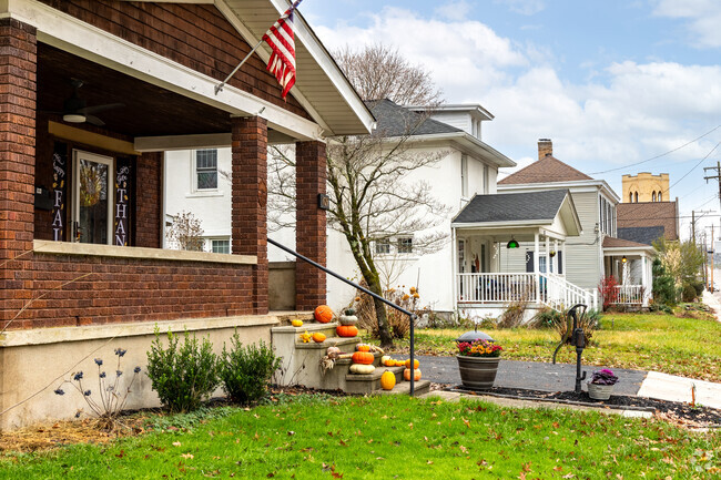 This row of homes illustrates the varied, well built homes in Williamsburg.