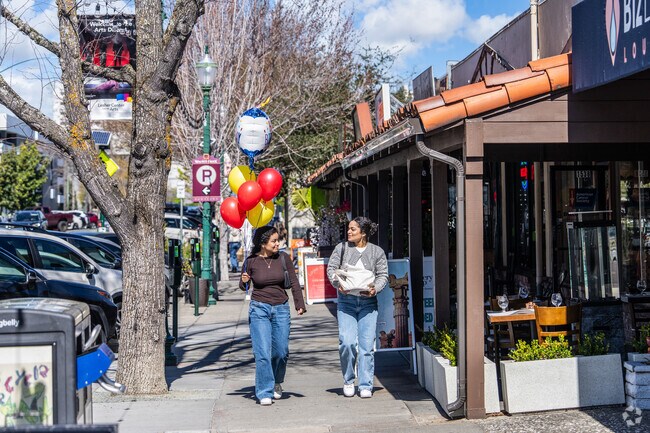 Excited guests make their way to a birthday party in the heart of downtown Walnut Creek.