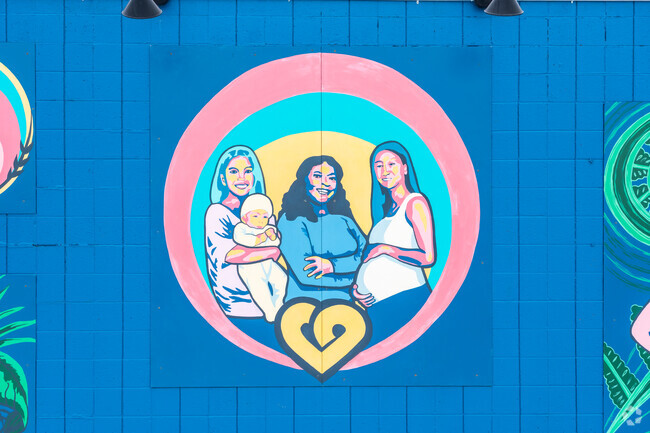 There are art installations near the Renstone neighborhood including murals on local businesses.