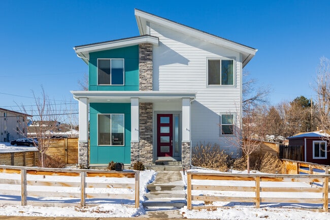 A handful of contemporary single-family, brightly colored homes dot Edgewood.