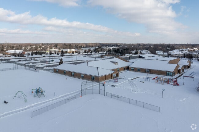 Brooklands Elementary School aerial view.