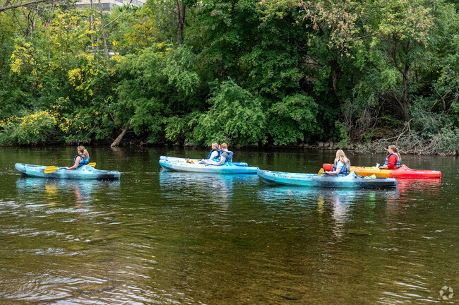Kayakers on the Huron River in Ann Arbor.
