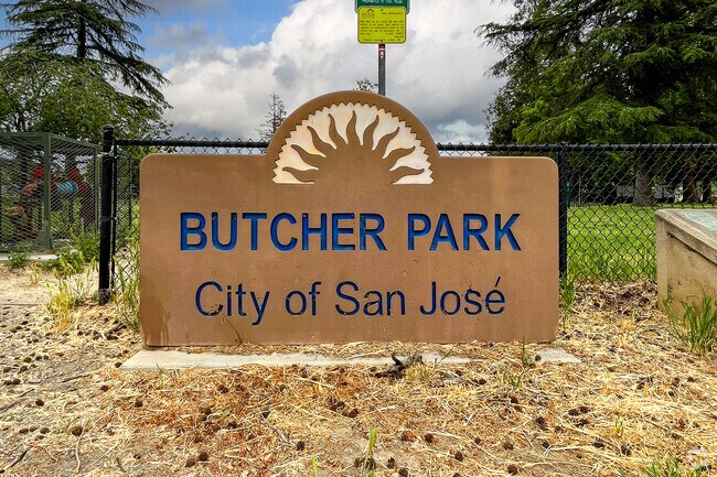 The entrance sign to Butcher Park.