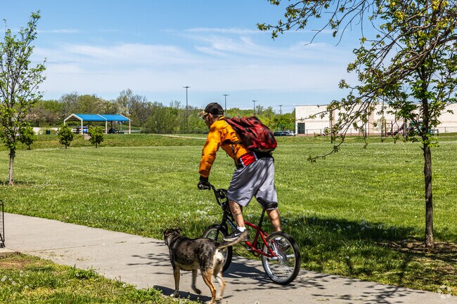 Locals love to bike and walk the trail at Chouteau Greenway Park.