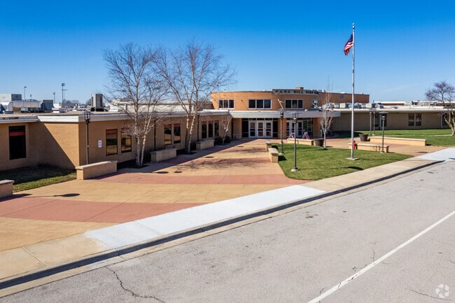 Park Hill High School in Platte Ridge is a one-story building.
