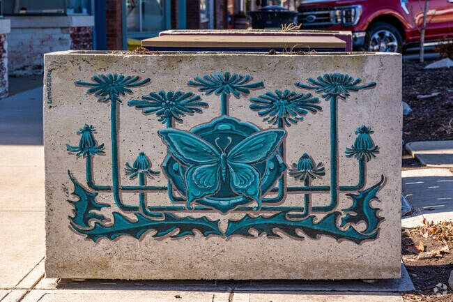 You can find beautiful pieces of artwork along Woodland Heights' Commercial Street.
