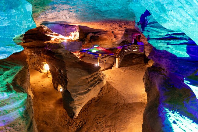 Laurel Caverns features over 4 miles of passages to explore.