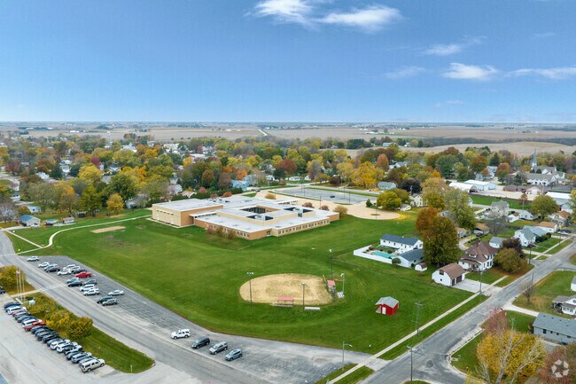 A view from above the playing fields at Orion Middle School.