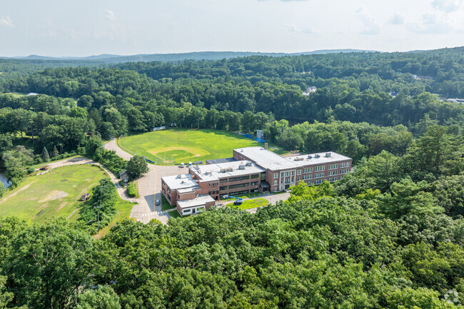 An aerial overview of the Franklin High School in Franklin, NH.