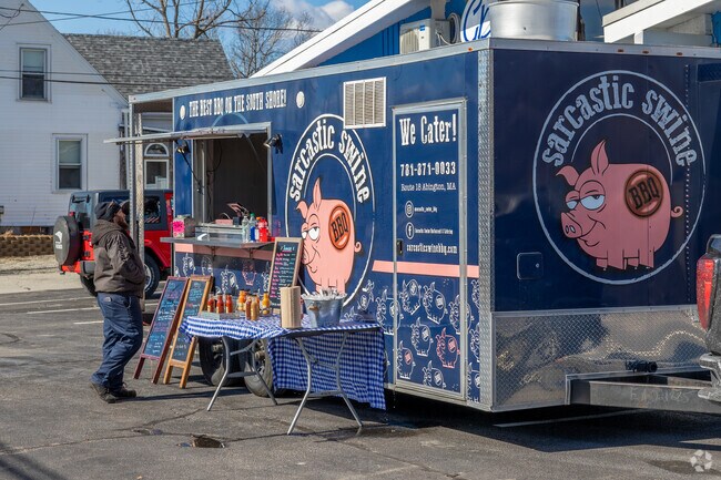 Stop by the Sarcastic Swine food truck in North Weymouth for amazing BBQ.