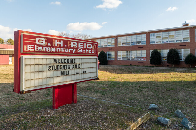 A view of the entrance of G.H. Reid Elementary School.